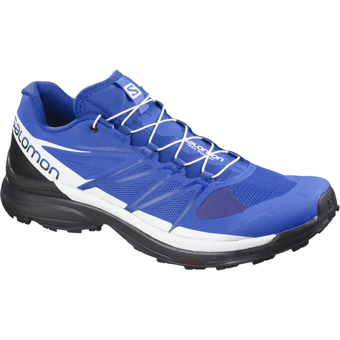 Salomon Israel WINGS PRO 3 - Mens Trail Running Shoes - Blue/White/Black (SAJY-10258)